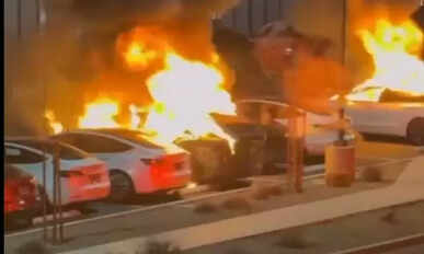 Tesla on fire