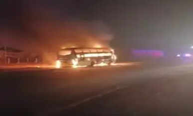 Omni bus on fire