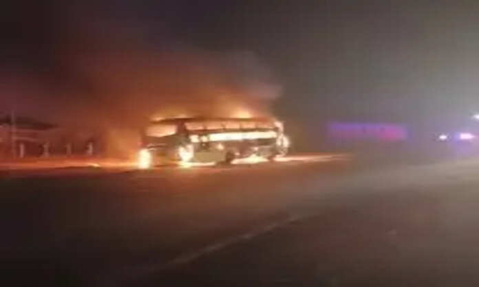 Omni bus on fire